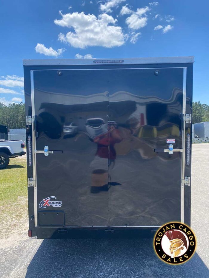 7x16 Xtreme cargo trailer black back ramp door