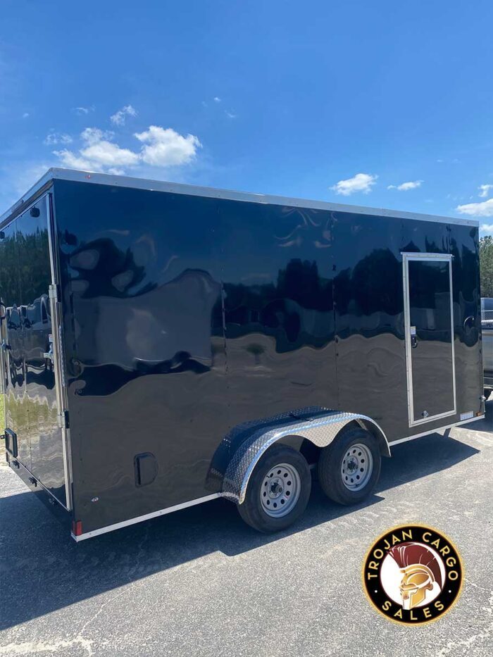7x16 Xtreme cargo trailer black back side door